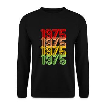 1975 Retro bunt Vintage 50.Geburtstag Geschenk - Unisex Pullover - Schwarz - Vorne - Alina (178cm) & Michal (187cm)