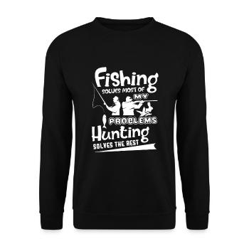 Hunting Solves The Rest - Unisex Sweatshirt - black - Front - Alina (178cm) & Michal (187cm)