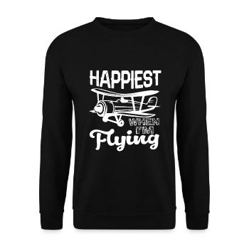 Pilot Happiest When I'm Flying - Unisex Sweatshirt - black - Front - Alina (178cm) & Michal (187cm)