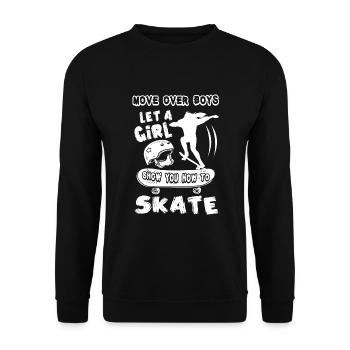 Skateboarding Let A Girl Show You How To Skate - Unisex Sweatshirt - black - Front - Alina (178cm) & Michal (187cm)