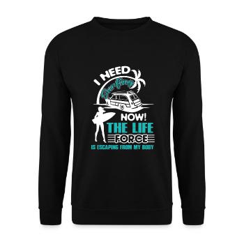Surfing I Need Surfing Now - Unisex Sweatshirt - black - Front - Alina (178cm) & Michal (187cm)
