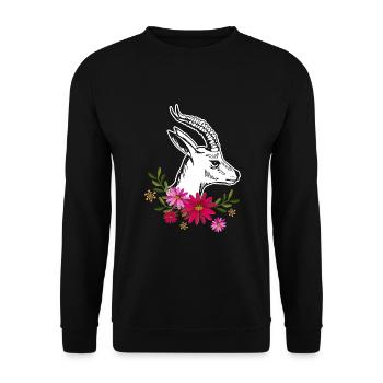 Antelope With Flowers - Unisex Sweatshirt - black - Front - Alina (178cm) & Michal (187cm)