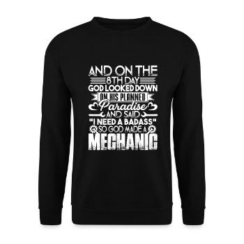Mechanic God Made A Mechanic - Unisex Sweatshirt - black - Front - Alina (178cm) & Michal (187cm)