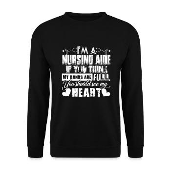 Nursing Aide Nursing Aide Full Heart - Unisex Sweatshirt - black - Front - Alina (178cm) & Michal (187cm)
