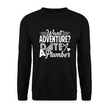 Plumber Date A Plumber - Unisex Sweatshirt - black - Front - Alina (178cm) & Michal (187cm)