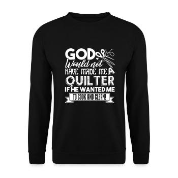 Quilter God Made Quilters - Unisex Sweatshirt - black - Front - Alina (178cm) & Michal (187cm)