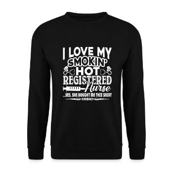 Registered Nurse I Love My Registered Nurse Wife - Unisex Sweatshirt - black - Front - Alina (178cm) & Michal (187cm)
