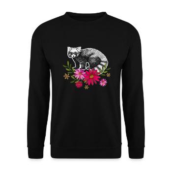 Red Panda With Flowers - Unisex Sweatshirt - black - Front - Alina (178cm) & Michal (187cm)