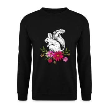 Squirrel With Flowers - Unisex Sweatshirt - black - Front - Alina (178cm) & Michal (187cm)