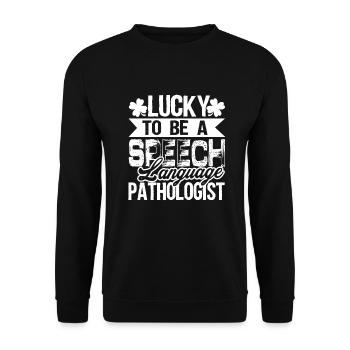 Lucky To Be Speech Language Pathologist - Unisex Sweatshirt - black - Front - Alina (178cm) & Michal (187cm)