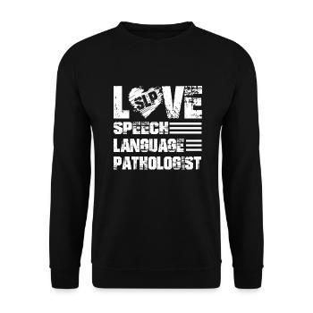 Love Speech Language Pathologist - Unisex Sweatshirt - black - Front - Alina (178cm) & Michal (187cm)