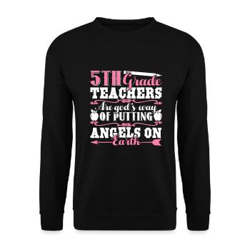 God Made 5th Grade Teachers - Unisex Sweatshirt - black - Front - Alina (178cm) & Michal (187cm)