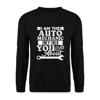 I am The Auto Mechanic - Unisex Sweatshirt - black - Front - Alina (178cm) & Michal (187cm)