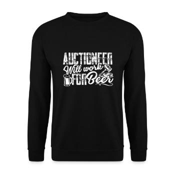 Auctioneer Will Work For Beer - Unisex Sweatshirt - black - Front - Alina (178cm) & Michal (187cm)