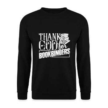 Bookbinder Thank God For Bookbinders - Unisex Sweatshirt - black - Front - Alina (178cm) & Michal (187cm)