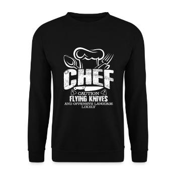 Chef Caution Flying Knives - Unisex Sweatshirt - black - Front - Alina (178cm) & Michal (187cm)