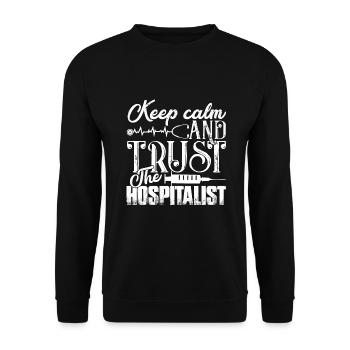 Hospitalist Trust The Hospitalist - Unisex Sweatshirt - black - Front - Alina (178cm) & Michal (187cm)