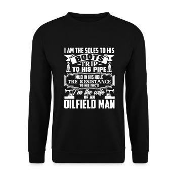 Oilfield Proud Wife Of Oilfield Man - Unisex Sweatshirt - black - Front - Alina (178cm) & Michal (187cm)