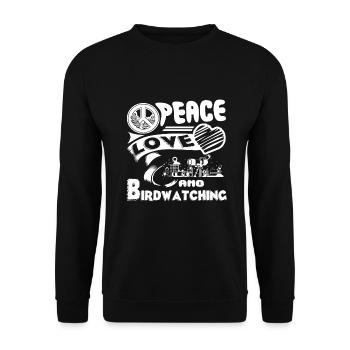 Birdwatching Peace Love Birdwatching - Unisex Sweatshirt - black - Front - Alina (178cm) & Michal (187cm)