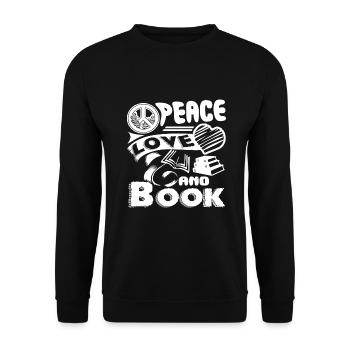 Book Peace Love Book - Unisex Sweatshirt - black - Front - Alina (178cm) & Michal (187cm)