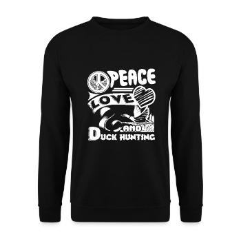 Duck hunting Peace Love Duck hunting - Unisex Sweatshirt - black - Front - Alina (178cm) & Michal (187cm)
