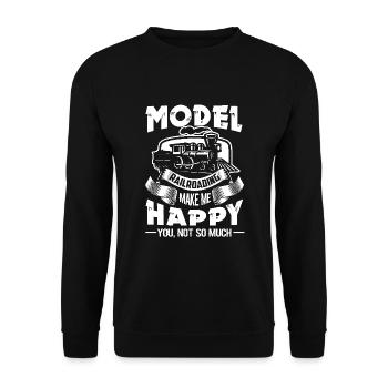 Model Railroad Model Railroading Makes Me Happy - Unisex Sweatshirt - black - Front - Alina (178cm) & Michal (187cm)