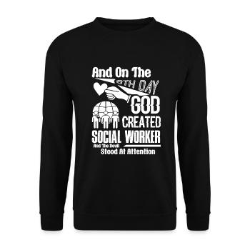 Social Worker God Created Social Worker - Unisex Sweatshirt - black - Front - Alina (178cm) & Michal (187cm)