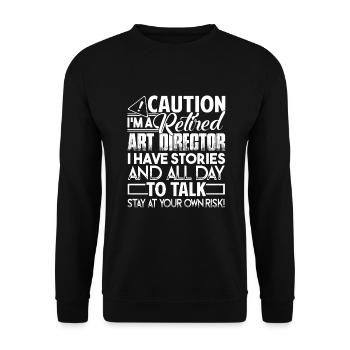 Art Director Caution Retired Art Director - Unisex Sweatshirt - black - Front - Alina (178cm) & Michal (187cm)