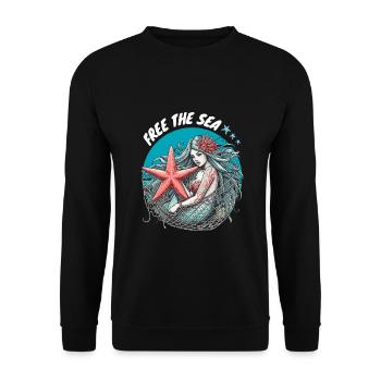 Free the Sea Mermaid Starfish Environment Nature - Unisex Sweatshirt - black - Front - Alina (178cm) & Michal (187cm)