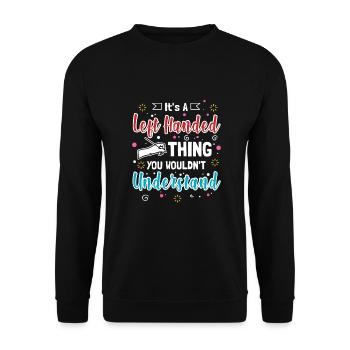 L’humour gaucher - C’est un truc de gaucher - Sweat-shirt Unisexe - noir - Devant - Alina (178cm) & Michal (187cm)