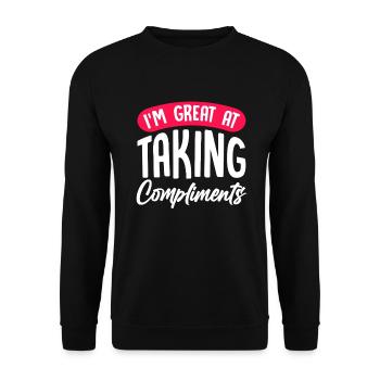 Accept compliments with humor - Unisex Sweatshirt - black - Front - Alina (178cm) & Michal (187cm)