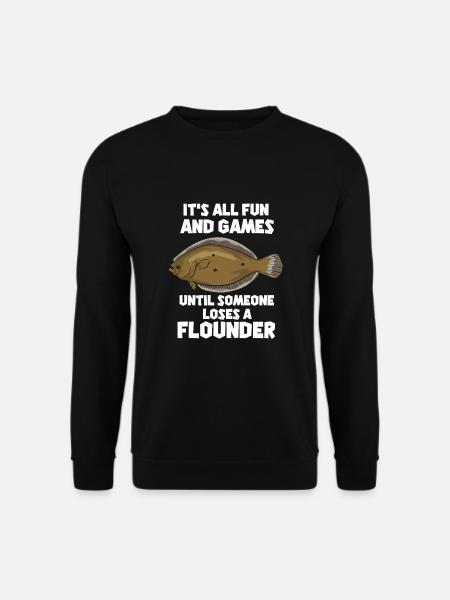 Flunder Fischen Lustiger Angler Spruch - Unisex Pullover - Schwarz