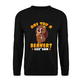 Cheeky beaver saying for beaver lovers - Unisex Sweatshirt - black - Front - Alina (178cm) & Michal (187cm)