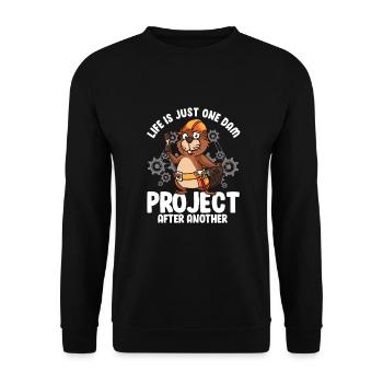 Frecher Biber Spruch Für Biberliebhaber - Unisex Pullover - Schwarz - Vorne - Alina (178cm) & Michal (187cm)