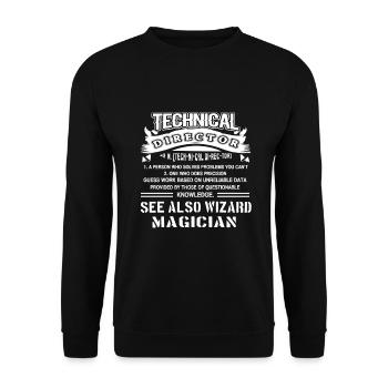Technical Director See Also Wizard Magician - Unisex Sweatshirt - black - Front - Alina (178cm) & Michal (187cm)