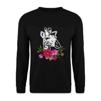 Giraffe With Flowers - Unisex Sweatshirt - black - Front - Alina (178cm) & Michal (187cm)