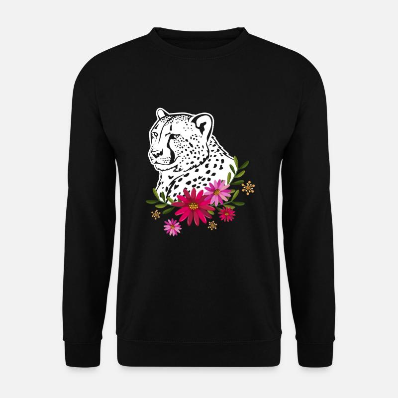 Cheetah With Flowers - Unisex Sweatshirt - black