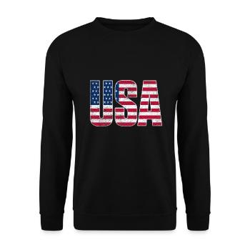 USA United States of America - Unisex Pullover - Schwarz - Vorne - Alina (178cm) & Michal (187cm)