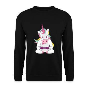 playing rainbow gaming unicorn unicorn - Unisex Sweatshirt - black - Front - Alina (178cm) & Michal (187cm)