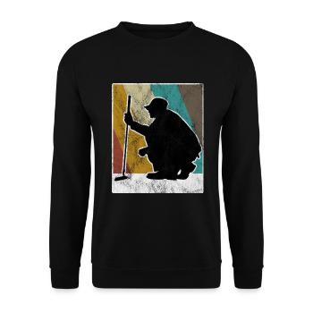 Golfschläger Golf Golfen Retro Golfer Golfspieler - Unisex Pullover - Schwarz - Vorne - Alina (178cm) & Michal (187cm)