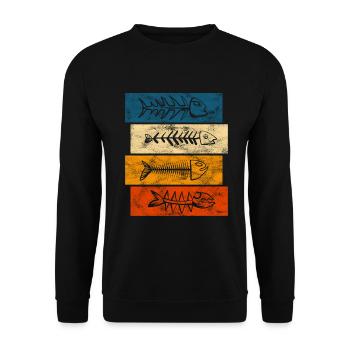 Fishing Fishing Fishing Fishing Fisherman Fish Retro - Unisex Sweatshirt - black - Front - Alina (178cm) & Michal (187cm)