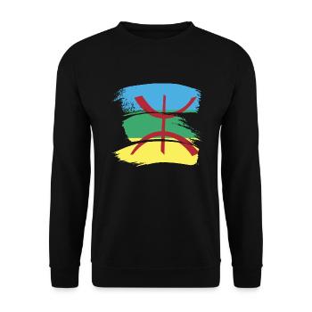 Amazigh Imazighen Flag North Africa Gift - Unisex Sweatshirt - black - Front - Alina (178cm) & Michal (187cm)