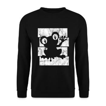 Frosch Frösche Geschenk für Kinder Lustig Witzig - Unisex Pullover - Schwarz - Vorne - Alina (178cm) & Michal (187cm)