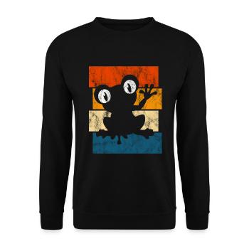 Frosch Frösche Geschenk für Kinder Lustig Witzig - Unisex Pullover - Schwarz - Vorne - Alina (178cm) & Michal (187cm)