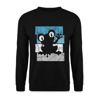 Frosch Frösche Geschenk für Kinder Lustig Witzig - Unisex Pullover - Schwarz - Vorne - Alina (178cm) & Michal (187cm)