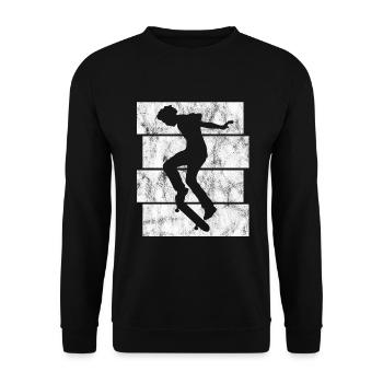 Skateboarder Skateboard Skater Skate Skateing - Unisex Pullover - Schwarz - Vorne - Alina (178cm) & Michal (187cm)