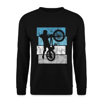 BMX Rad Fahrrad Retro Geschenk Bicycle Motocross - Unisex Pullover - Schwarz - Vorne - Alina (178cm) & Michal (187cm)