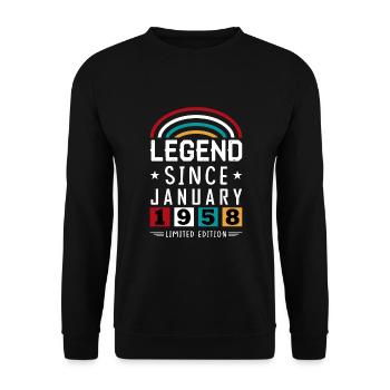 1958 Légende depuis Cadeau d’anniversaire Janvier - Sweat-shirt Unisexe - noir - Devant - Alina (178cm) & Michal (187cm)