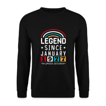 1977 Legend Since Birthday Gift January - Unisex Sweatshirt - black - Front - Alina (178cm) & Michal (187cm)