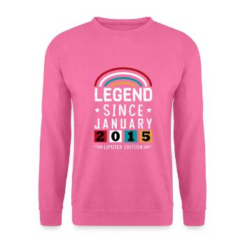2015 Legend Since Geburtstag Geschenk Januar - Unisex Pullover - Pink - Vorne
